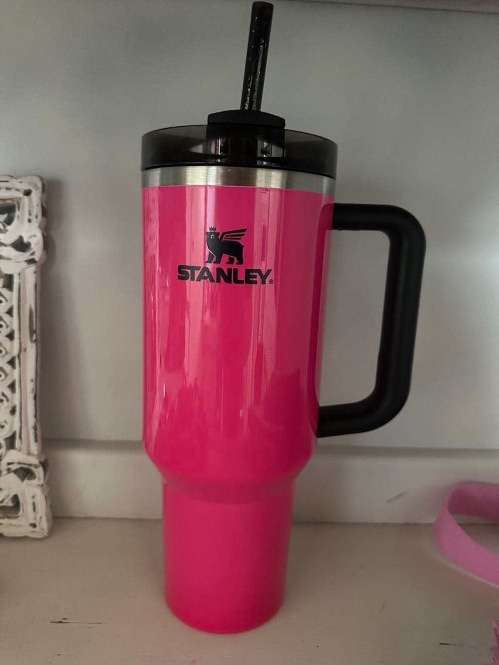 Neon pink and black Stanley